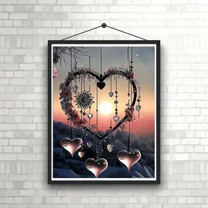 1 piece of 11.8x15.7-inch 5D DIY diamond painting, beautiful Heart pattern, embroidery kit, all rhinestone diamond painting, handmade home decoration gift