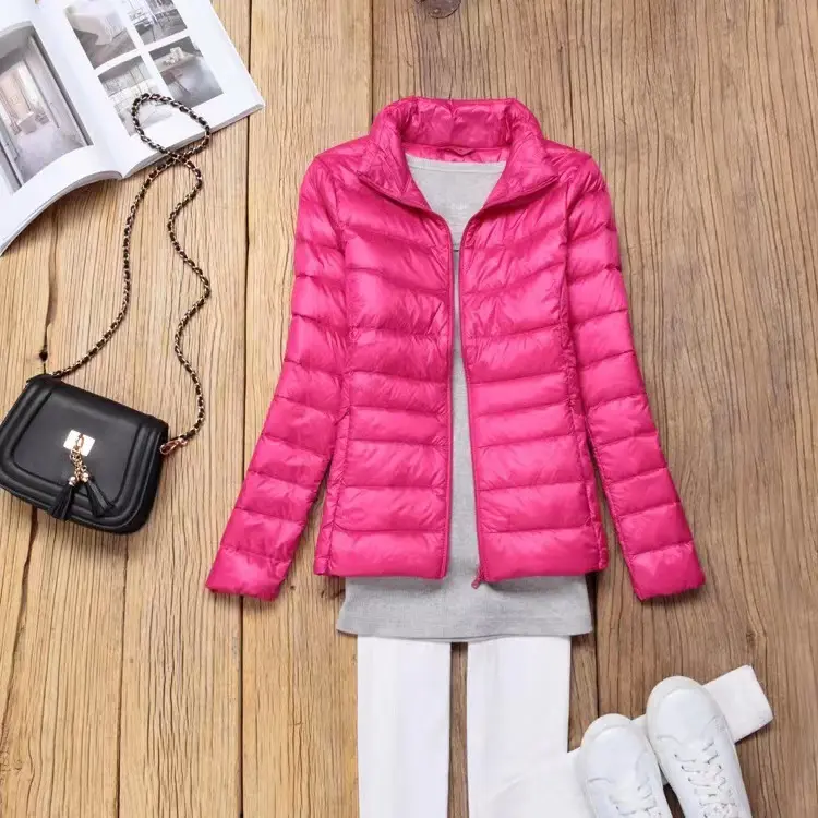 Rose red standing collar for women