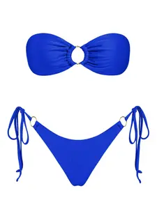 Women's Sexy Bandeau Bikini Set, Two-Piece Beachwear Swimsuit, Slim Fit Design, Plain Pattern, Perfect for Summer Pool & Beach