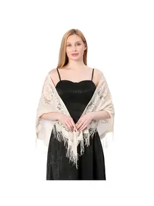 New lace shawl lace triangle scarf shawl bride bridesmaid group wedding dress formal wear banquet shawl triangle scarf for women Solid Color Shawl