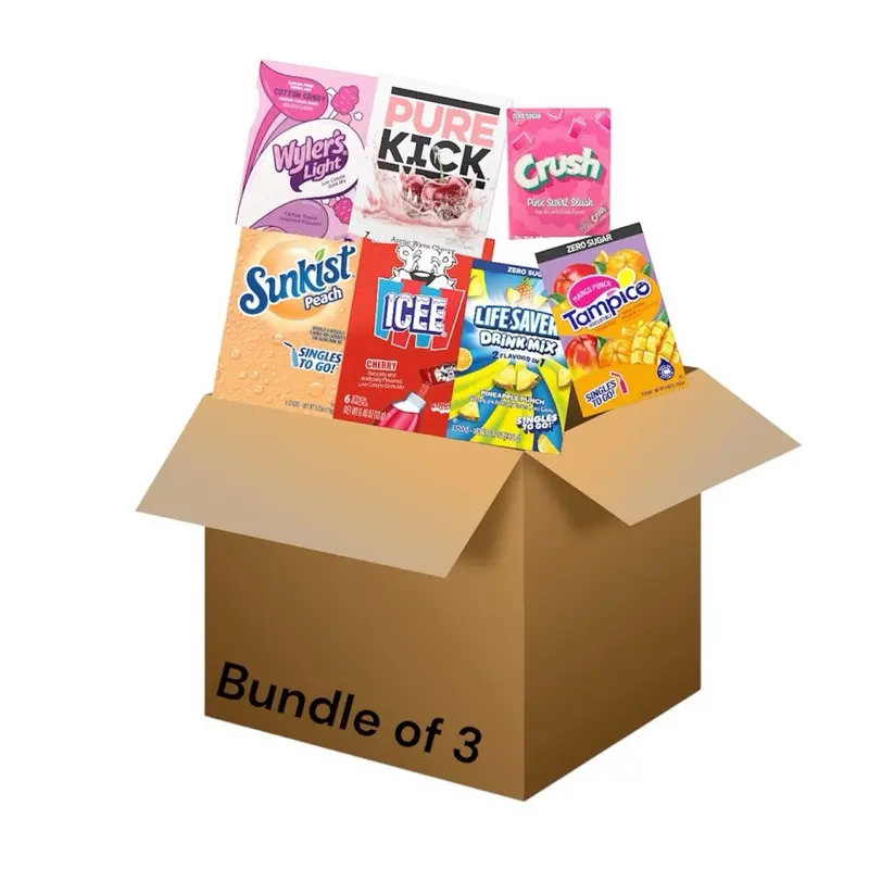 Zero Sugar Drink Mix Sticks Assorted Bundle of 3 Boxes Flavors May Vary Icee Sunkist Crush Life Saver & More Beverage Mix