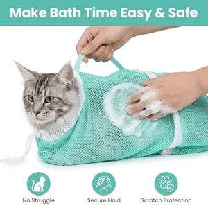 5th Generation Cat Bath Bag Anti-Scratch Anti-Bite Pet Grooming Bag for Nail Trimming & Cleaning Detachable and Hangable outdoorfun