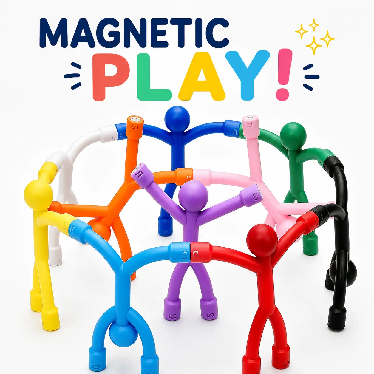 10Pcs Magnetic Man Toddler Refrigerator Magnets Set - Compact Travel-Size Cartoon Sensory Fidget Magnetic Item, Fridge Decor for 3-6 Years Airplane/Car Use