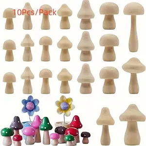 Unfinished Wooden Mushrooms Set, Natural Mini DIY Figures, Handicraft, Perfect for Arts, Crafts, Painting & Home Decor Projects