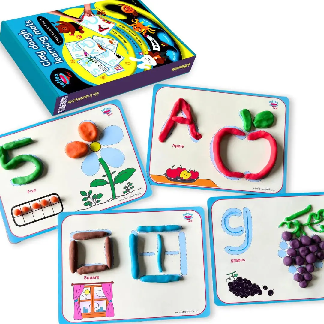 Alphabet,Number & Shape Playdough Educational Mats for Kids | Montessori Activity Set | Finger Alphabet Tracing Mats | Early Learning