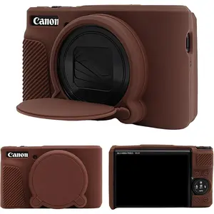 Case Compatible for  Powershot SX740/SX730 HS Digital Camera - Soft Rubber SX740 HS Protective Sleeve with Removable Lens Cover - Anti-Slip & Anti-Scratch - Dark Brown