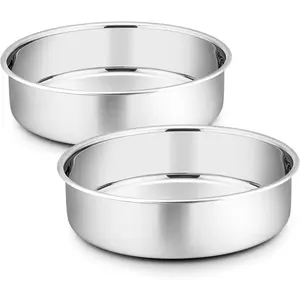 8 Inch Cake Pan Set of 2, Stainless Steel Round Baking Layer Cake Pans, Non  & , Leak-proof & Easy Clean, Mirror Finish & Easy Releasing, Oven & Dishwasher Safe