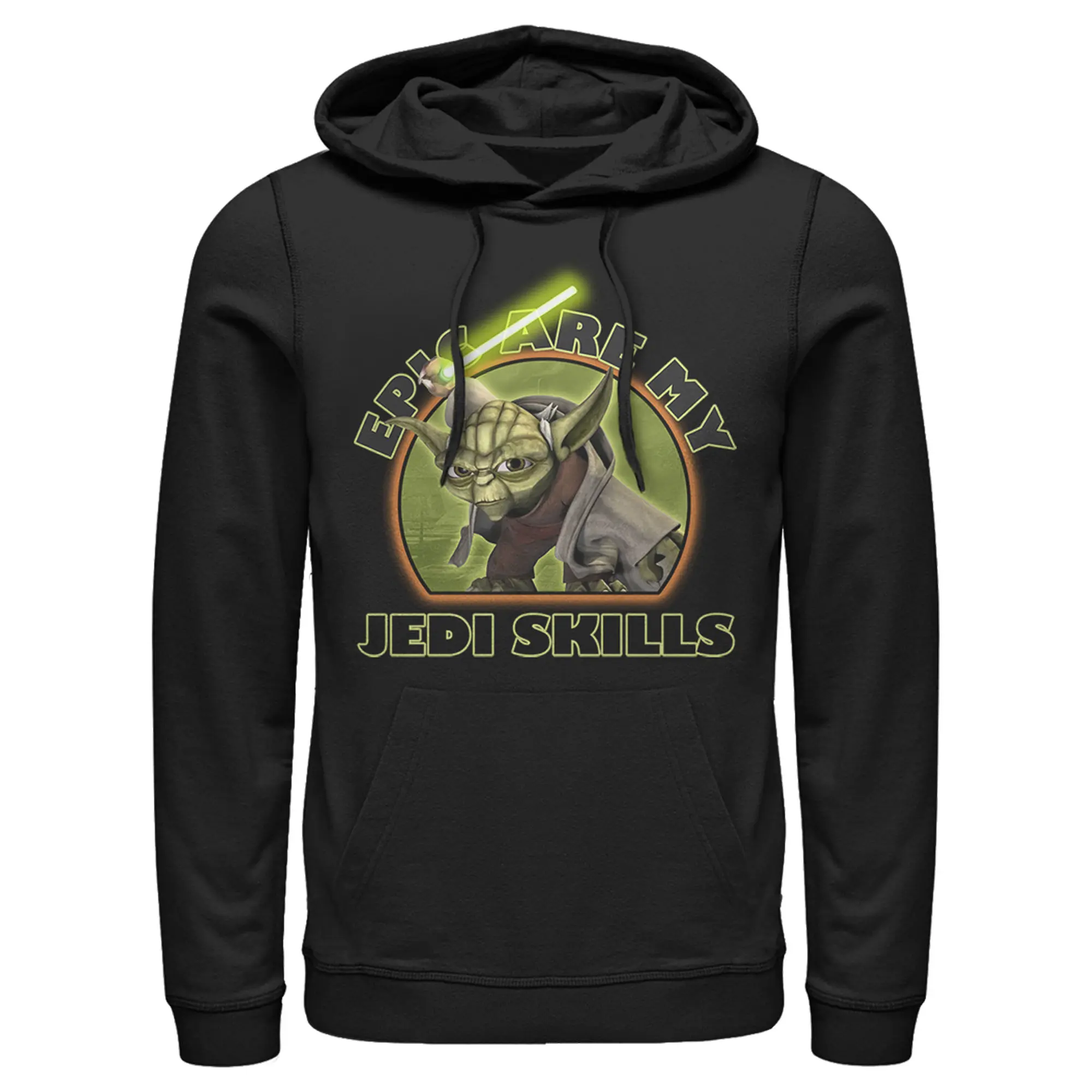 Men's Stylish Casual Fashion Star Wars: The Clone Wars Yoda "Are My Jedi Skills" Pullover Hoodie, Menswear Top, Galaxy, Shirt