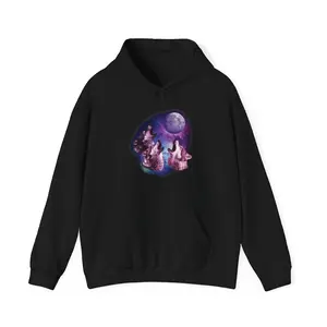 Three Wolves Moon Night Forest Animals Lovers wildlife Wolf Animal Hoodie, Women Men Wolf Lovers Christmas Gifts Wolf Hoodie
