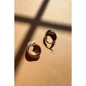 Jenny Gold & Silver Twisted Hoop Earrings