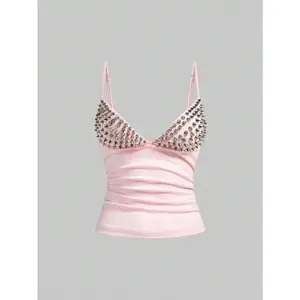 Punk sexy black punk rivet patch women's topRAIMENTRY