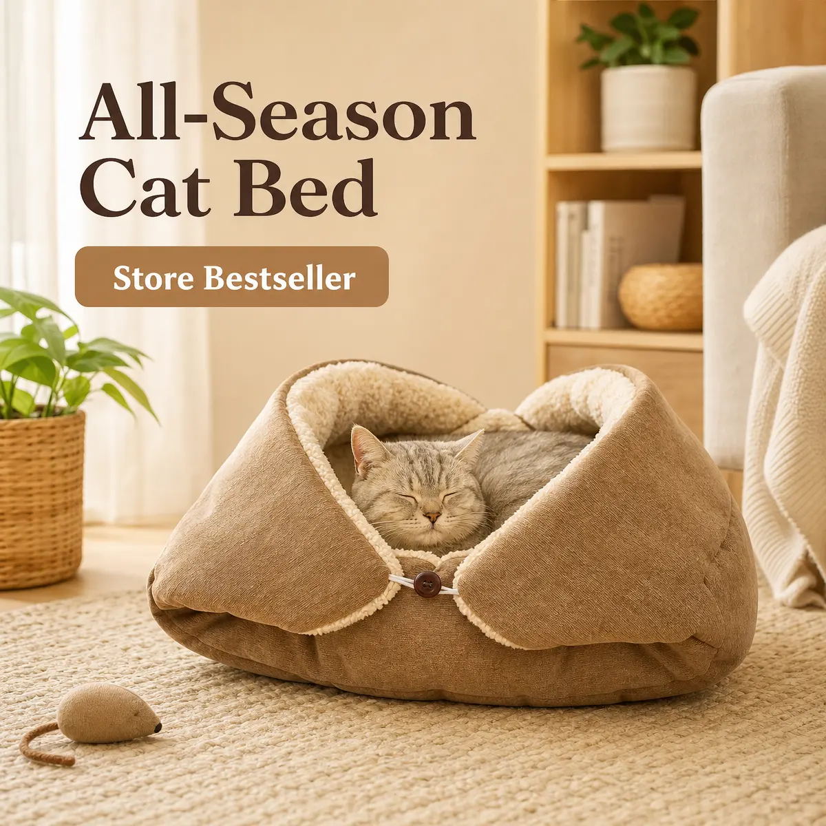 Purely Pets 4-Season Warm Plush Pet Bed - Foldable Fleece-Cotton Fabric Cozy Nest, Thick Washable Reversible Mat, Portable Home-Travel-Car Rides Rest for Small/Med Cats & Dogs
