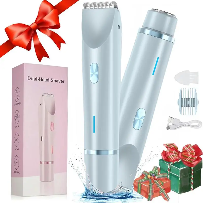 Mother'S Day Gift, 2 in 1 Electric Hair Removal Tool Trimmer for Women, Dual-head Electric Razors, Body & Facial Electric Shaver, Waterproof Wet & Dry Use Trimmer, Shaver for Women