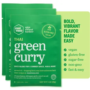 Thai Green Curry Spice Blend (3-Pack) | Quality Thai Curry Seasoning Powder for Chicken, Shrimp, Vegetables & Coconut Milk | Easy Weeknight Dinner | Gluten Free, Dairy Free, Soy Free | Restaurant Style Thai Cooking At Home