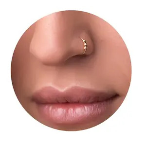 14k Gold Filled Beaded Nose Ring - 24 Gauge Thin Handmade Nose Hoop Gold Filled Snug Nose Ring Hoop -14k Gold Nose Piercing For Women - Cormfortable & Elegant Design - Comes with Gift Packaging