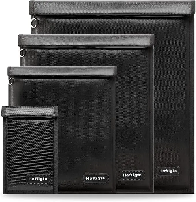 Large Faraday Bags- 4 Pack Faraday Cages for Laptops & Tablets & Phones & Car Keys, Faraday Key Fob Protector, Fireproof & Waterproof Anti-theft Signal Blocking Pouch
