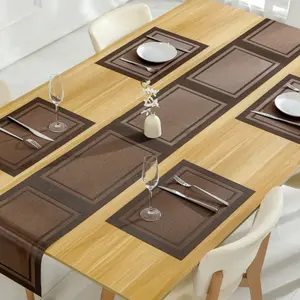 New 5-Piece Rectangular Washable Heat Resistant Durable Kitchen Table Mats, Easy Clean Indoor Outdoor Dining Mat Set, Household Placemat, Waterproof Placemat, Kitchenware, Tableware