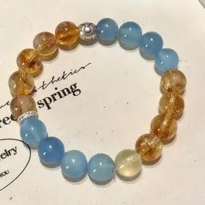Taurus Abundance | Blue Chalcedony & Citrine Zodiac Crystal Bracelet