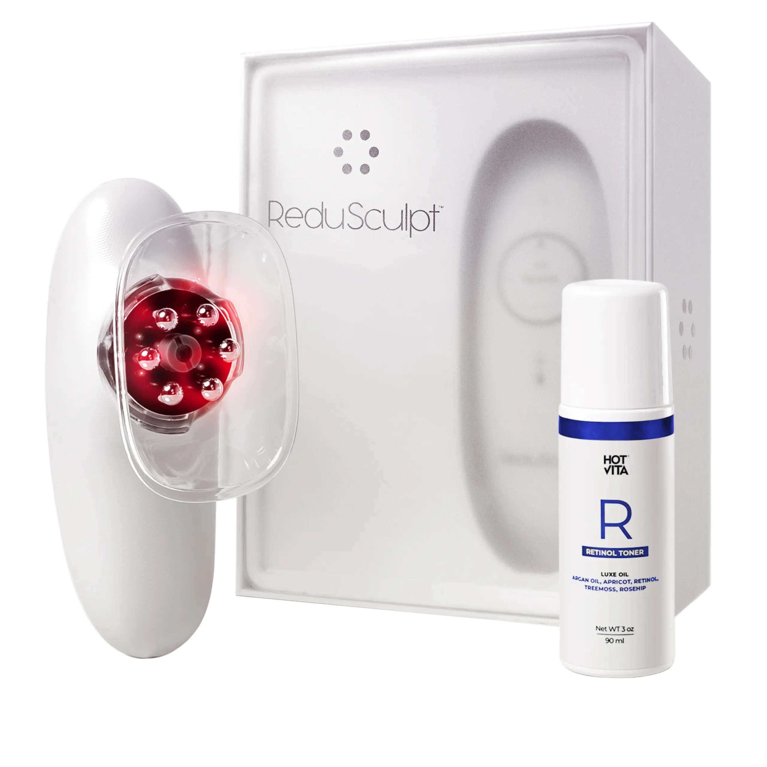Redu Sculpt Handheld Electric Massage Device with Red Light & Interchangeable Massage Heads, Rechargeable