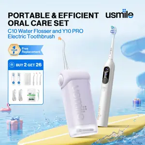 usmile Oral Care Set C10 Portable Water Flosser x Y10 PRO Electric Toothbrush, Powerful Clean for Teeth & Gums