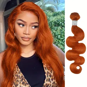 2025 NEW Fashion 3 Bundles Ginger # 350 Body Wave Human Hair - Virgin Brazilian Double Weft, Natural Wave, 95g, Vibrant Burnt Orange for Stunning Hairstyles,  Accessory |   Body Wave Texture |   Brazilian Human Hair, Ginger Hair Extensions