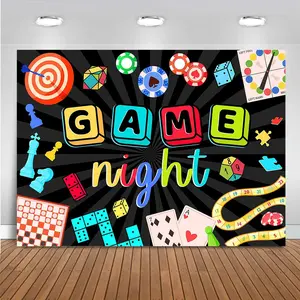 Night Backdrop Board   Night Decorations for Adults Chess Card   Backdrop Party Supplies Banner Photo Booth Props(7x5ft)