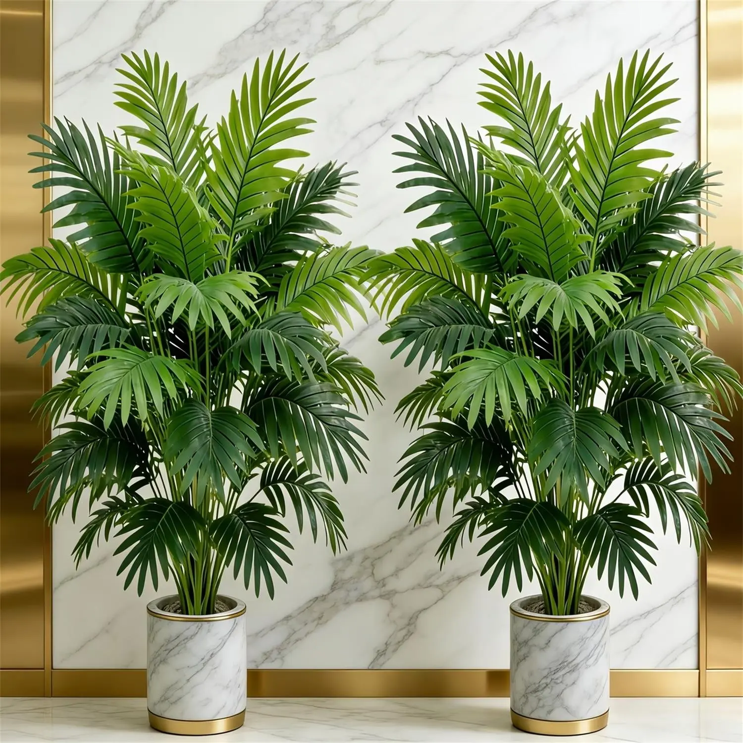 2-Pack Large Artificial Areca Palm Trees - Waterproof, Low-Maintenance Faux Tropical Greenery House Decor for Living Room, Entryway & Office Plant Decor Ornaments