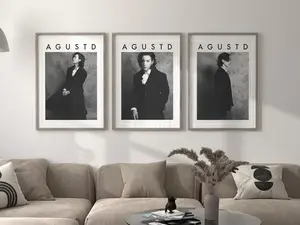 Agust D BTS Poster Set of 3, SUGA BTS Print, Aesthetic Room Decor, Kpop Gifts, Minimalist Bts Merch, Yoongi bts Gifts