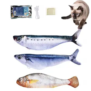 Sized Realistic Flopping Fish Cat Toys, 3 Pack, Interactive Cat Toys for All Breeds, Tap-Activated 3 Flapping Mode, Sardine/Saury/Yellow Croaker, 7.1 Inches, with Catnip, Rechargeable，Pet Gifts