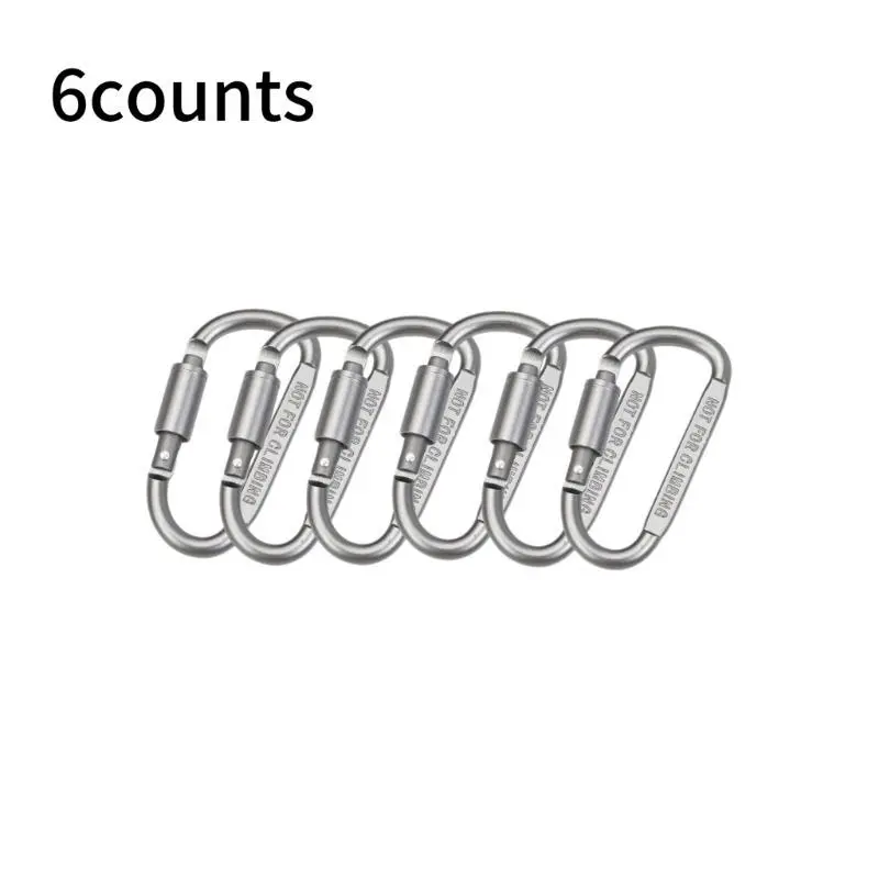 6-Piece D-Shaped Aluminum Carabiner Keychain Set, Outdoor Backpack Clip Hooks for Hiking, Lightweight Multi-Functional Key Holders