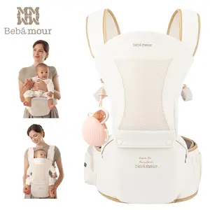#Summervibes Bebamour Adjustable Ergonomic Hands-Free Baby Carrier with Hip Seat, All-Position Breathable Mesh, 0-36 Months Fit, Head Hood, 3 Teething Pads, Waist Extender, Storage Bag & Pacifier Case