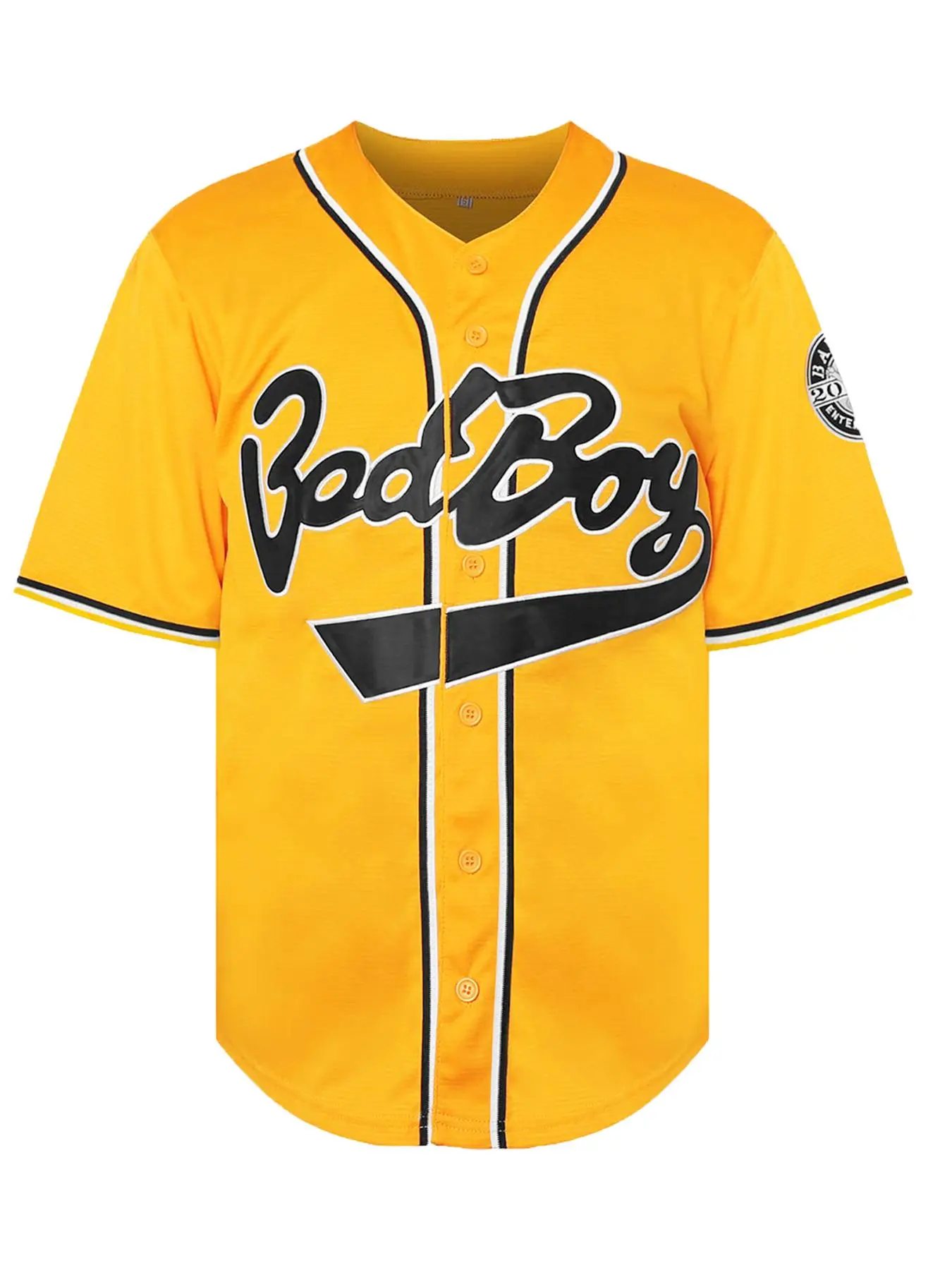 Men's Plus Size # 10 Yellow V-neck Baseball Shirt, Breathable Polyester Fiber Loose Sports Top With Buckle Design, Alphanumeric Pattern, Micro Elasticity Suitable For Training, Beach Hiking, And Casual Wear, Athletic Active Tops, Casual Sporty Top
