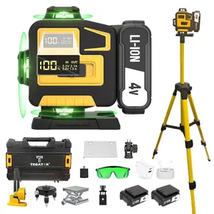 Tegatok 16 Lines Laser Level 4x360° Green Beam with 2 Rechargeable Batteries & Wall Mount for Home & Outdoor Renovation