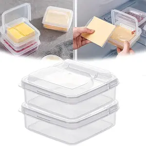Butter Sliced Cheese Storage Box with Lid, Portable Leak-Proof Transparent Cover, Refrigerator Food Container, Easy-To-Clean Kitchen Tool, Clear Food Storage, Food Storage Containers