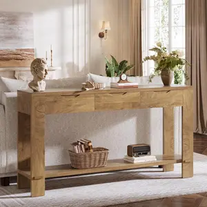 LITTLE TREE Console Table with 3 Drawers, 67-Inch Long Sofa Table Behind The Couch with Storage Shelf, Narrow Farmhouse Entryway Furniture for Living Room, Hallway, Foyer