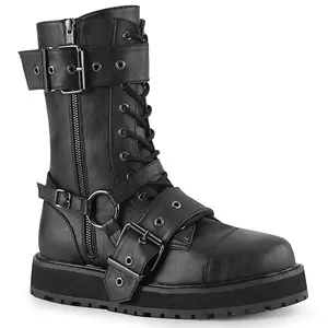 Demonia Men's Valor-220 Black Vegan Leather Platforms