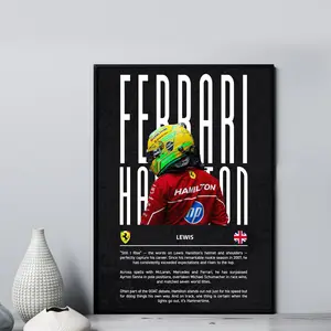 [Racing Decor - Sale Up To 40%] [Unframe] Lewis Hamilton Ferrari F1 Poster, Motorsport Racing Wall Art, Formula Racing Print, Driver Decor, Gift for Fans