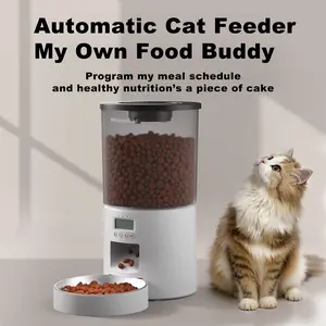 Miaoscal 4.2L Automatic Pet Feeder for 2 Pets Dual Bowls Portion Control Up to 6 Meals Daily Voice Recorder & Timer Ideal for Busy Owners