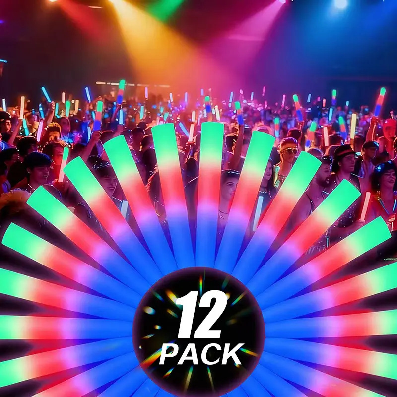 12-Pack Battery Operated Magic LED Light Glow Sticks - Colorful, 3 Dynamic Modes Festive Party Supplies, Birthday Decor, Loved Ones Gifts