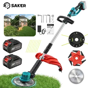 Saker 3-in-1 Trimmer Pro with 2 Batteries + 24pcs Kit  Adjustable Length & 3 Blade Types for Lawn & Garden Maintenance Cordless Portable Design
