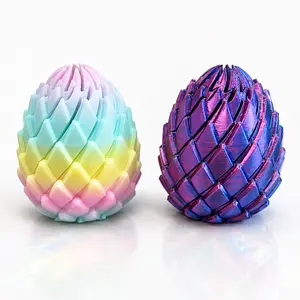 3D Printed Telescoping Dragon Egg Spiral — Iridescent Color-Shift Metallic Fidget Toy, Rigid Segmented Desk Display Piece, Satisfying Mechanical Stretch, Unique Gift for Teens & Adults
