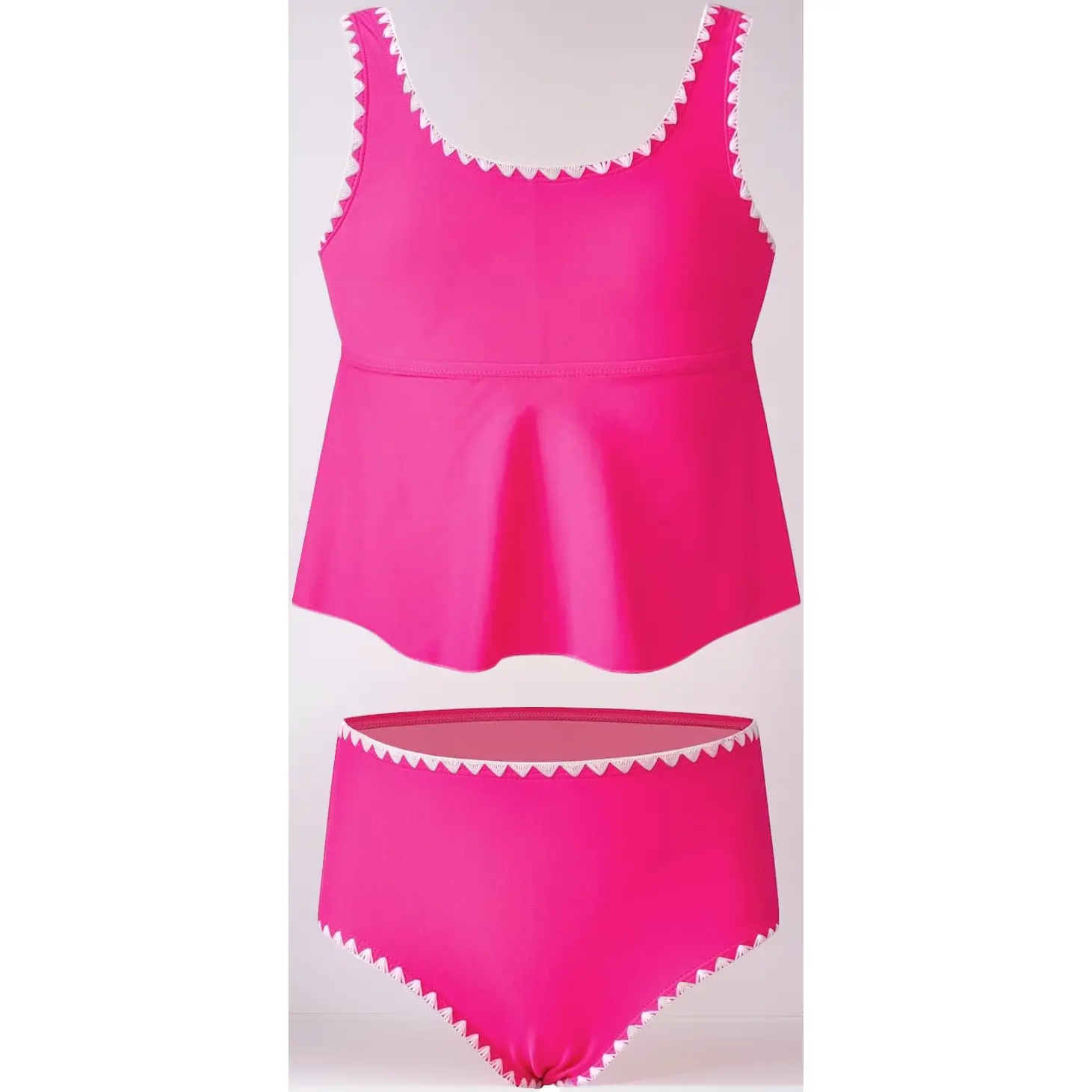Girls Two Piece Tankini Swimsuit with Ruffle Top & Chest Pads – Bathing Suit for Ages 6-15 Years