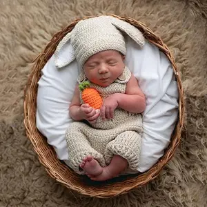 Newborn Photography Props Crochet Rabbit Outfits for Baby Boy or Girl Costume Gift