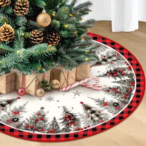 Christmas tree skirt, printed decoration, Christmas tree ornaments, floor mat, Christmas tree stand, tree skirt, scene decoration Red