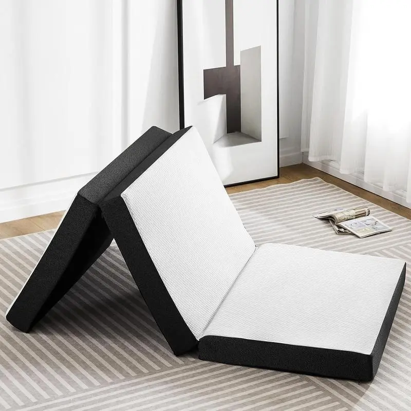 Luxurious Experience Foldable 3-in-1 Tri-Fold Memory Foam Mattress - Gel Swirl Medium-Firm Double Mattress with Rubber-Infused Support, Collapsible Washable Cover for Twin XL/Full Size, Indoor Outdoor Travel Camping
