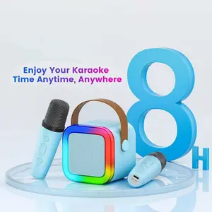 Mini karaoke machine with microphone sound system, portable karaoke machine with 2 wireless microphones, birthday gifts for girls and children aged 4-12, family gatherings,TikTokShopBacktoSchool