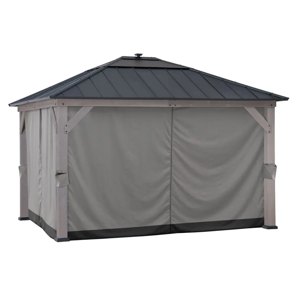 SUNJOY Outdoor Four-Side Privacy Replacement Curtain Set for 11 ft. x 13 ft. Gazebo - Gray