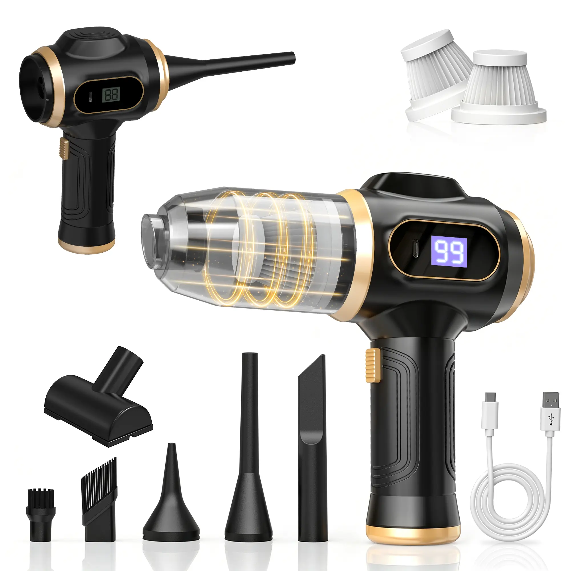 【DealsForYouDays】Belibuy V13 2-in-1 Cordless Car Vacuum & Blower, 19000Pa Brushless with Smart Battery Indicator, Type-C Charging, Washable HEPA Filter, for Car Home Office Keyboard Pet Hair - Father's Day Gift