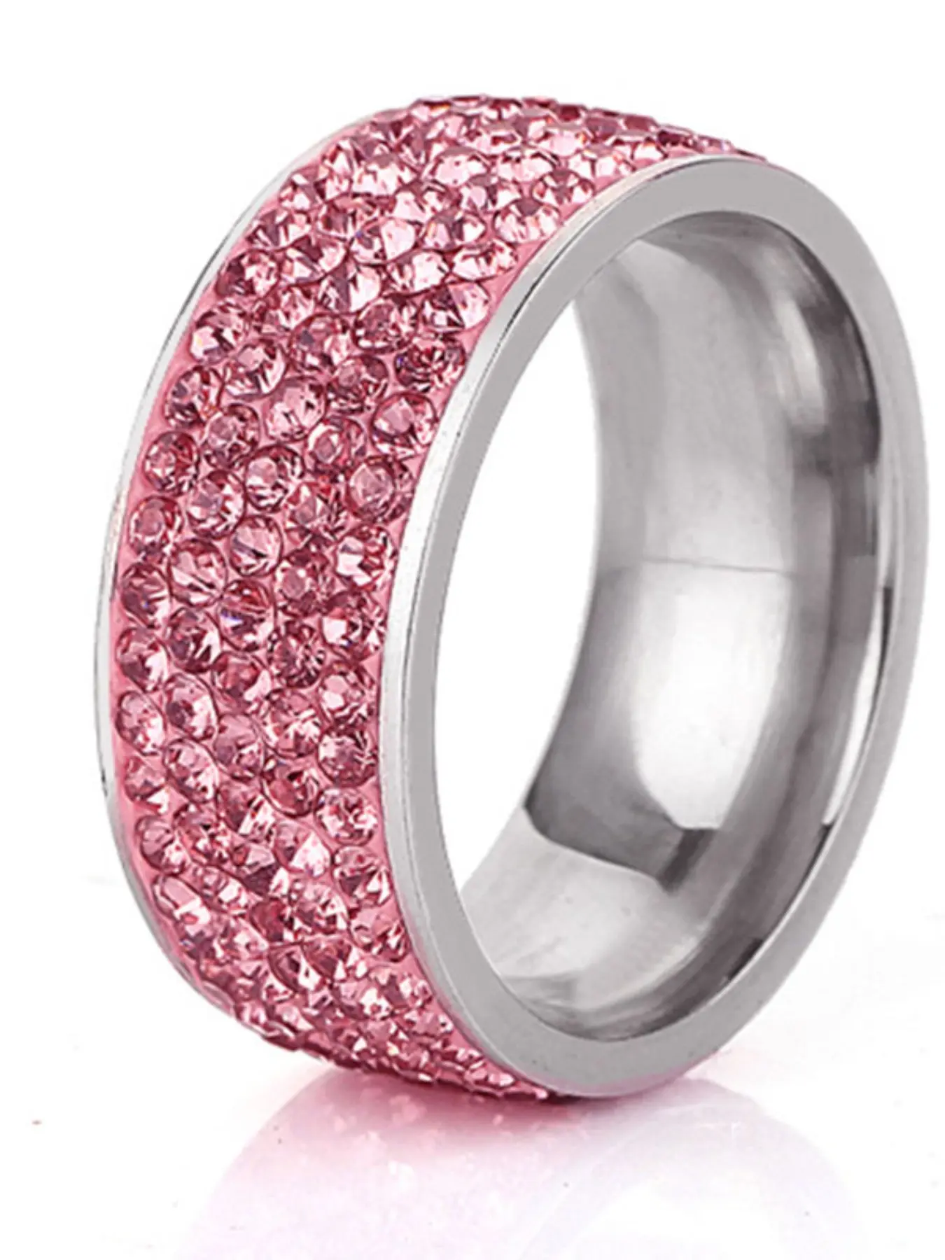 8mm5 Row Rhinestone Ring, Unique Design Full Diamond Fashion Jewelry, Versatile Three-Color Band, Stylish Finger Ring for All Occasions, Rhinestone Decorated Ring, Beautiful Rings