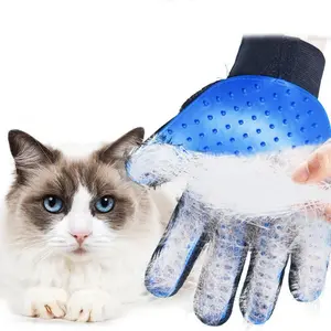 Pet Grooming Brush Gloves with 259 Tips: Upgrade Version for Right Hand, Blue Does not apply